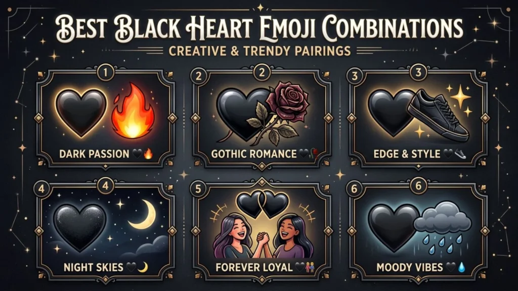 Best Black Heart Emoji combinations