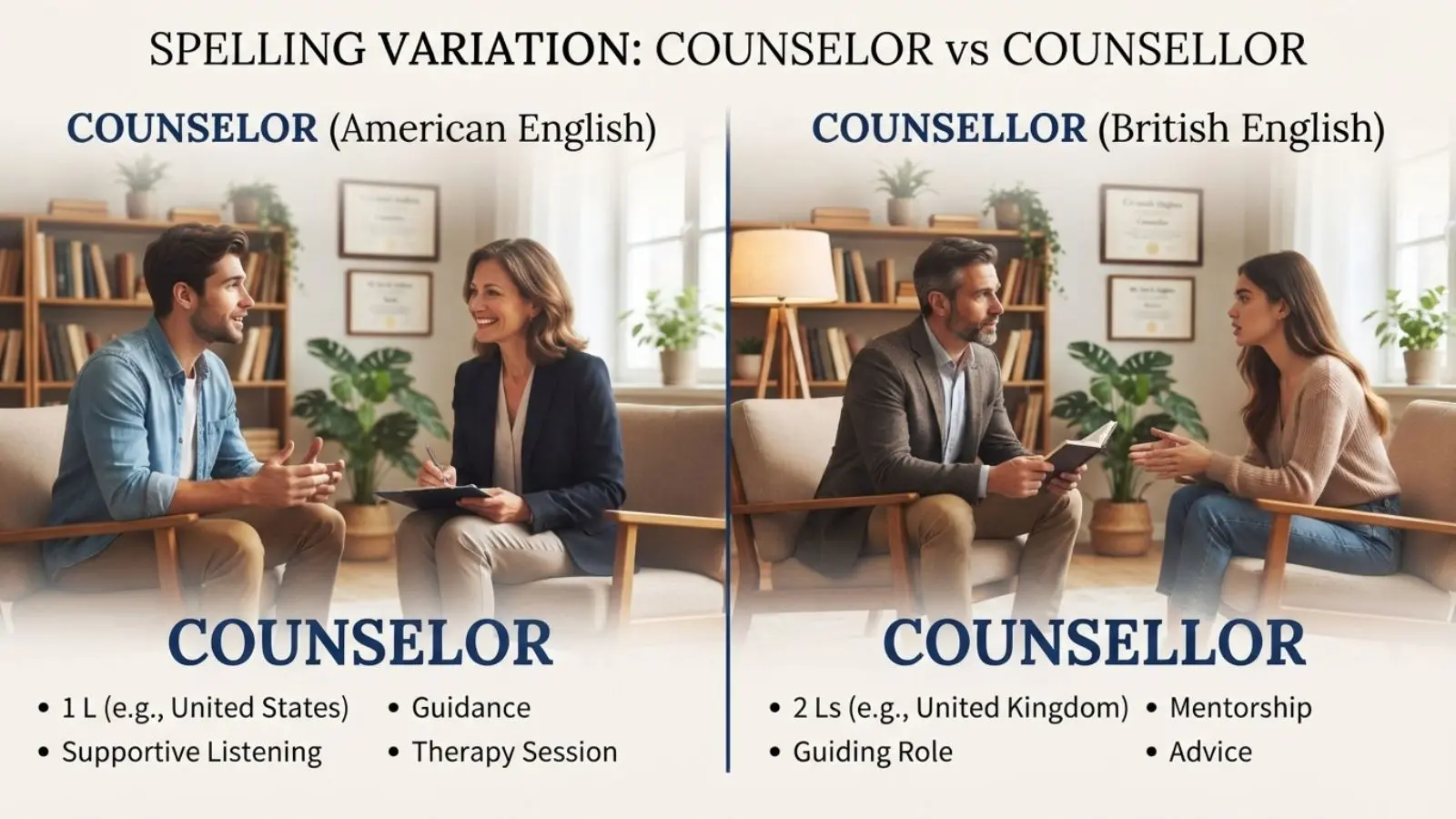 Counselor vs Counsellor