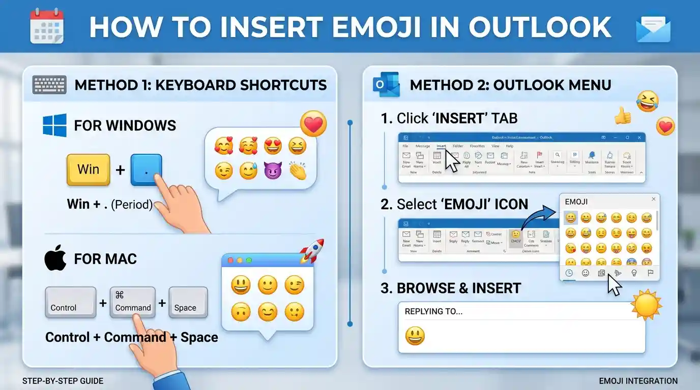 how to insert emoji in outlook